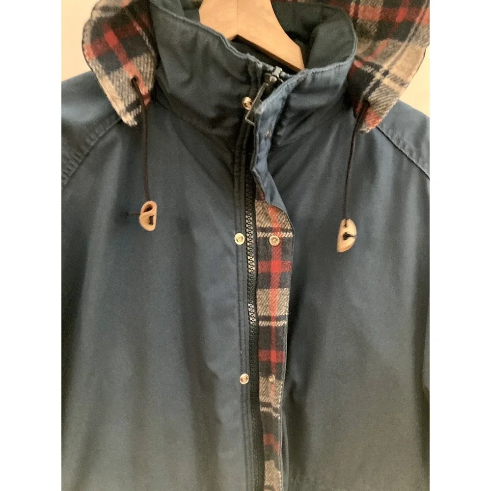 Vtg Woolrich Wool Blend Lined Parka Jacket Mens XL Blue Removable Hood USA Made - Picture 3 of 10